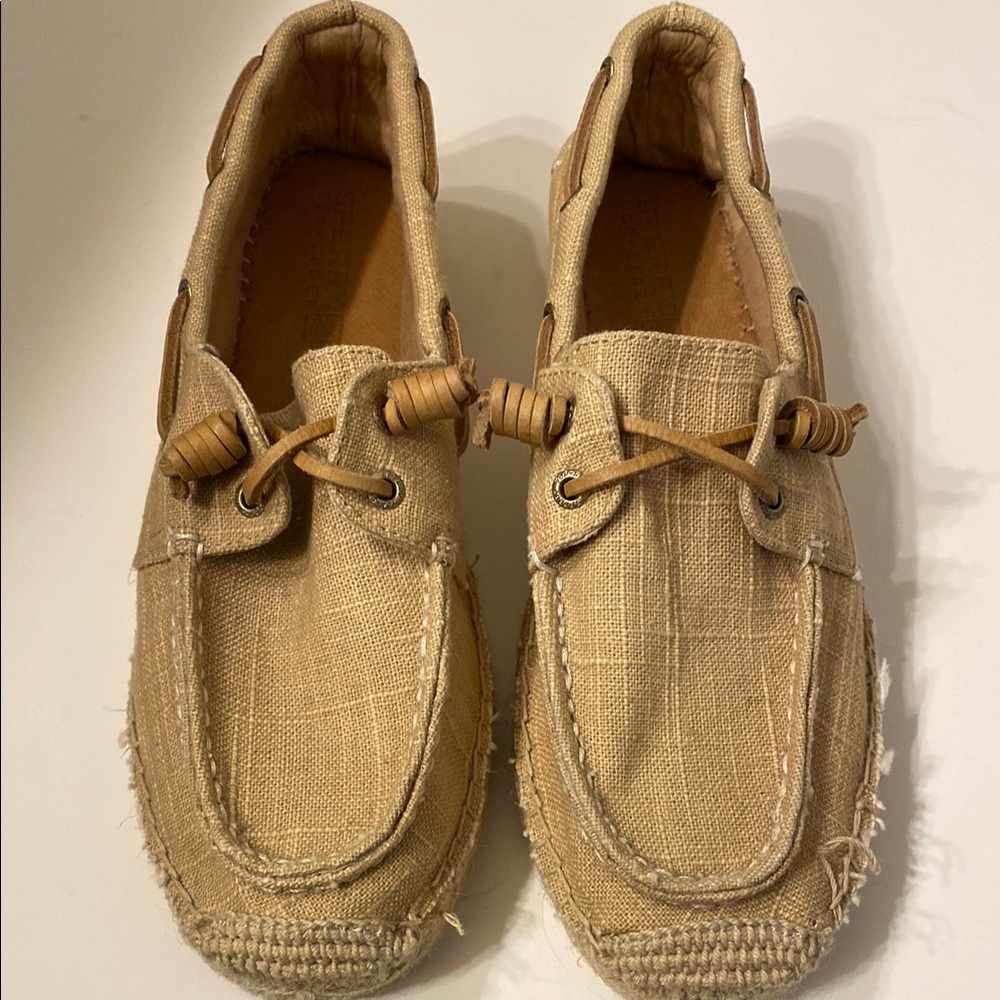 Sperry Tan Boat Shoes with Moccasin Design and Slip-On Comfort